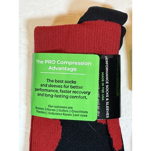 Lot 3 Pairs New Pro Compression Marathon Socks Solid Black Green Argyle - Picture 5 of 9